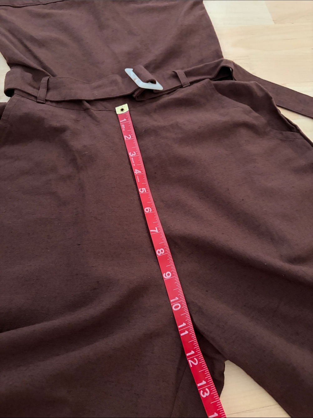 Sim & Sam Boho Brown Linen Blend Strapless Belted Wide Leg Jumpsuit Small - Picture 5 of 7